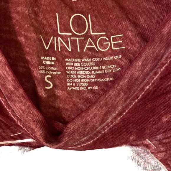 LOL Vintage Maroon Short Sleeve Tee Size Small - Picture 3 of 4